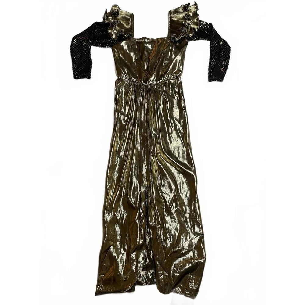 Vintage Nolan Miller Dynasty Gold Lamé Gown – I. Magnin, 80s Glamour